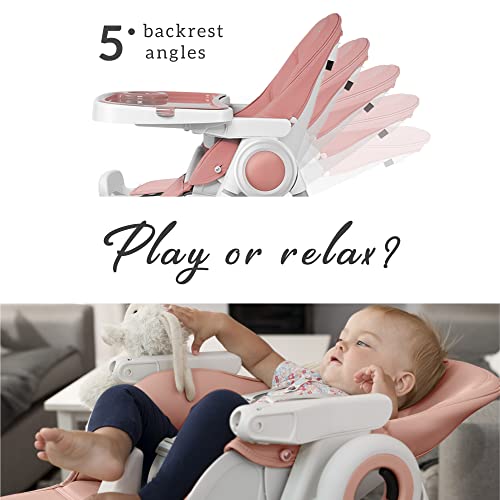 Sweety Fox Baby High Chair Adjustable to 7 Different Heights - Pink Baby Chair