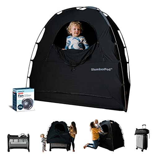 SlumberPod and Fan Combo Portable Privacy Pod Blackout Canopy Crib Cover, Sleeping Space for Age 4 Months and Up