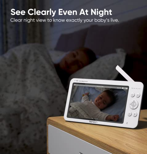 bonoch Baby Monitor with 2 Cameras, 7" 720P HD Split Screen Video Baby Monitor No WiFi