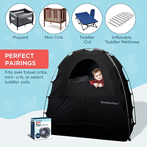 SlumberPod and Fan Combo Portable Privacy Pod Blackout Canopy Crib Cover, Sleeping Space for Age 4 Months and Up