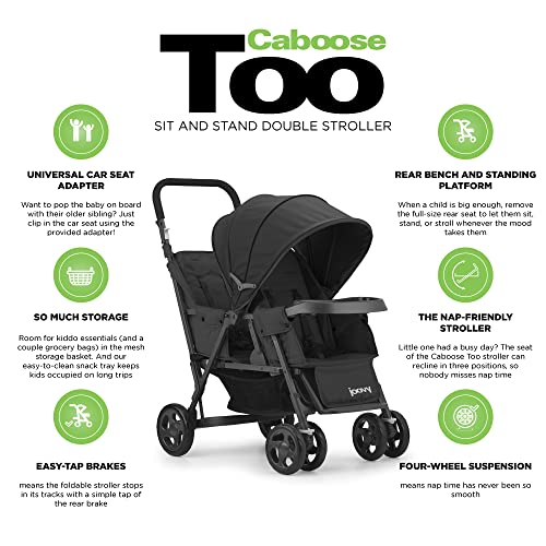 Joovy Caboose Too Sit and Stand Double Stroller Featuring Universal Car Seat Adapter