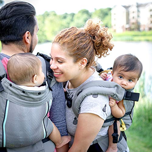 TwinGo Carrier - Air Model - Cool Grey - Great for All Seasons - Breathable Mesh - Fully Adjustable Tandem or 2 Single Baby Carrier