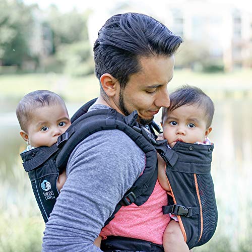 TwinGo Carrier - Air Model - Cool Grey - Great for All Seasons - Breathable Mesh - Fully Adjustable Tandem or 2 Single Baby Carrier