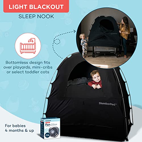 SlumberPod and Fan Combo Portable Privacy Pod Blackout Canopy Crib Cover, Sleeping Space for Age 4 Months and Up