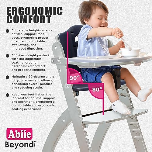 Abiie Beyond Junior Convertible Wooden High Chairs for Babies & Toddlers. 3-in-1 Adjustable High Chair with Removable Tray