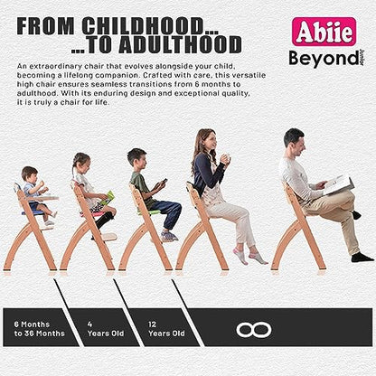 Abiie Beyond Junior Convertible Wooden High Chairs for Babies & Toddlers. 3-in-1 Adjustable High Chair with Removable Tray