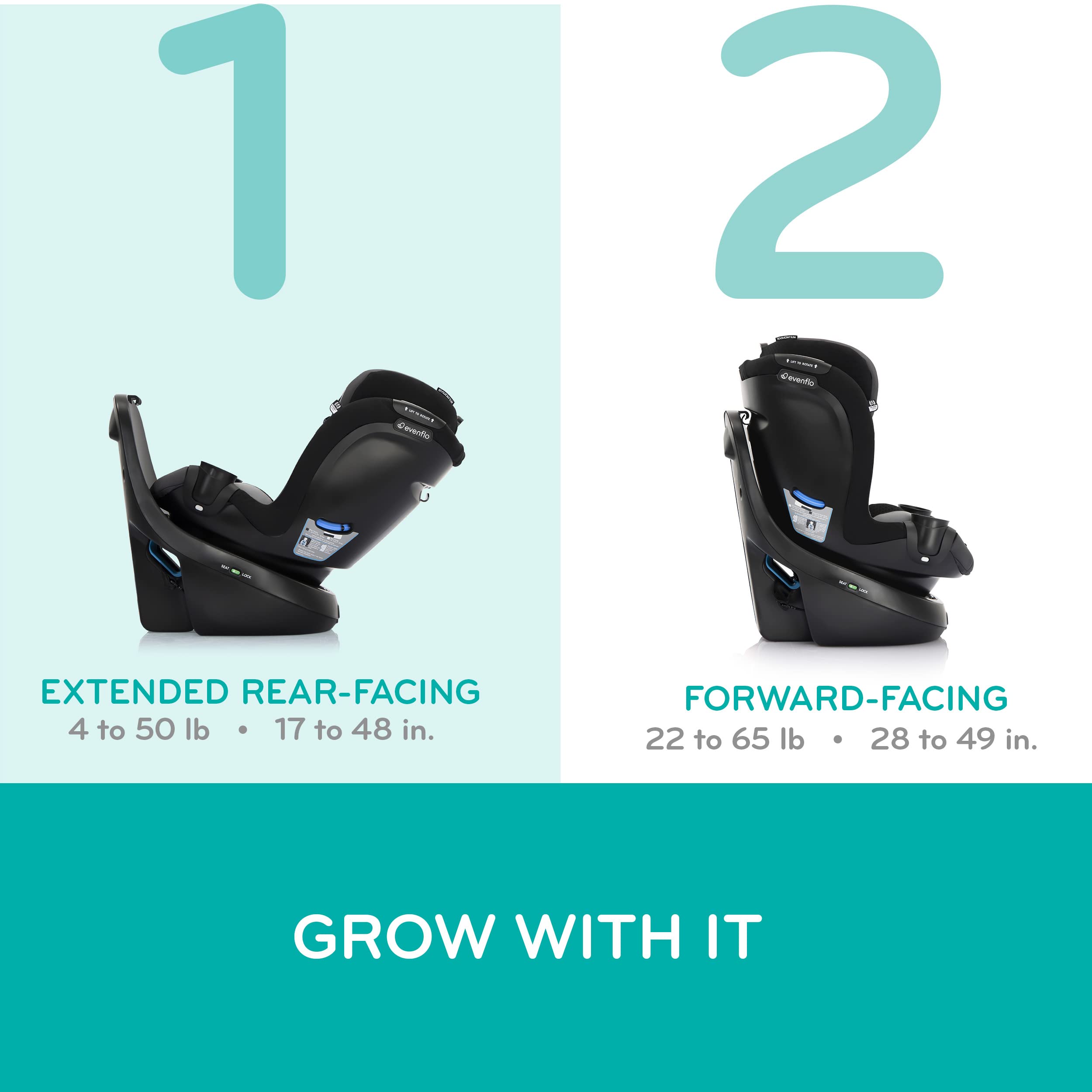 Evenflo Revolve360 Slim 2-in-1 Rotational Car Seat with Quick Clean Cover