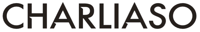 Black 'CHARLIASO' logo on a white background